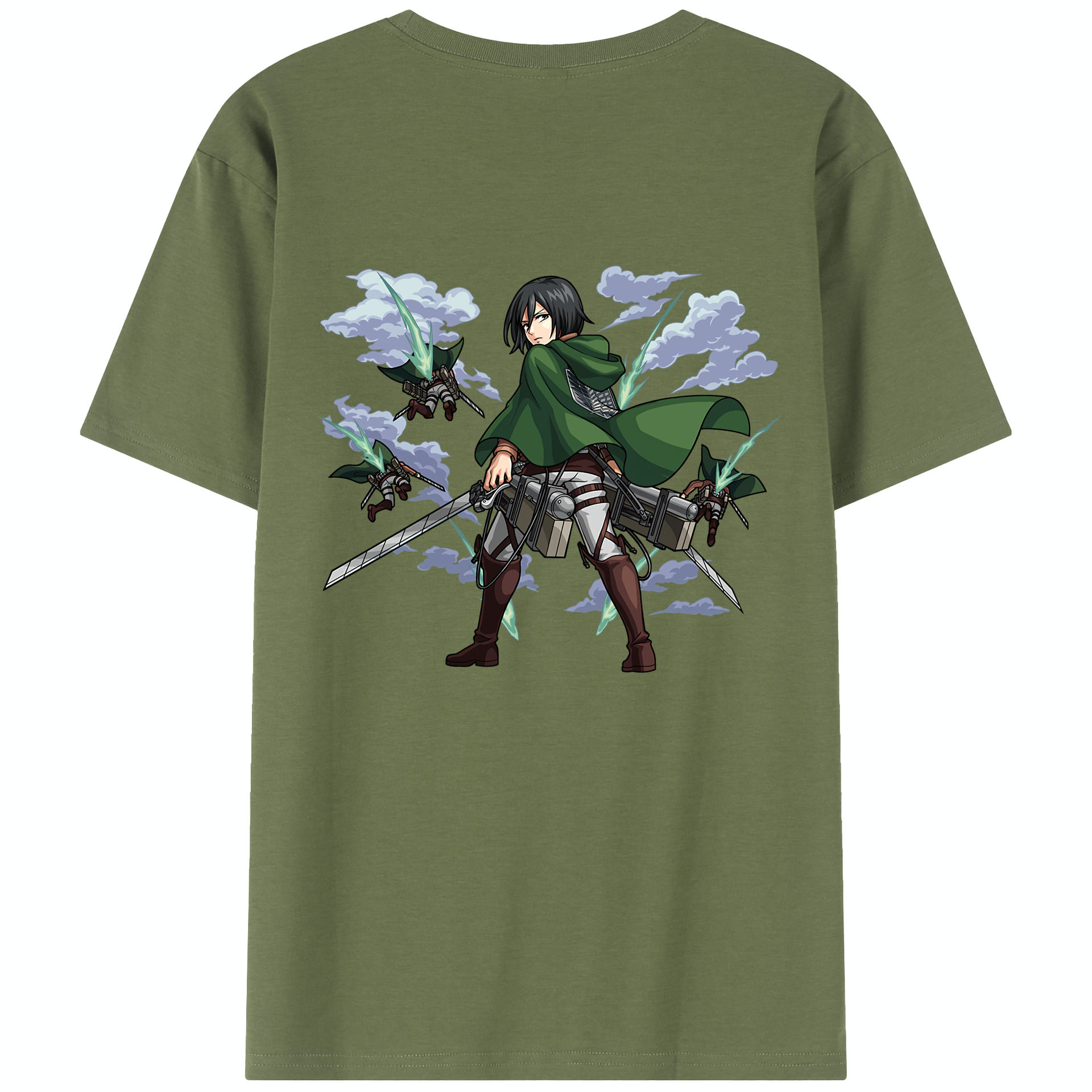 （画像用） 進撃の巨人 ミカサ·アッカーマン Attack on Titan Mikasa Ackerman 綿100％半袖Tシャツ（背面プリント）